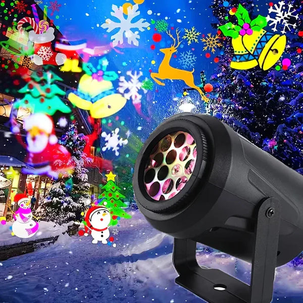 FestiStar™ Proyector Navideño Rotativo LED de Figuras + 4 Cartuchos con 16 figuras - [PROMOCIÓN DISPONIBLE SOLO HOY]