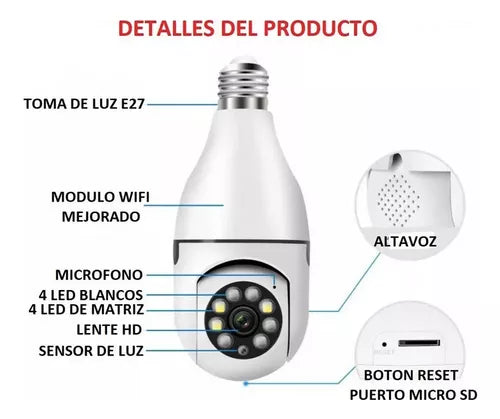 TotalView™ Cámara Bombillo De Seguridad 360° Giratoria - [PROMOCIÓN DISPONIBLE SOLO HOY]